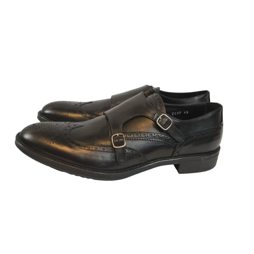 Doucal’s Men’s Brogue Double Monk Strap Wingtip Dress Shoes Size 12 NIB Italy
